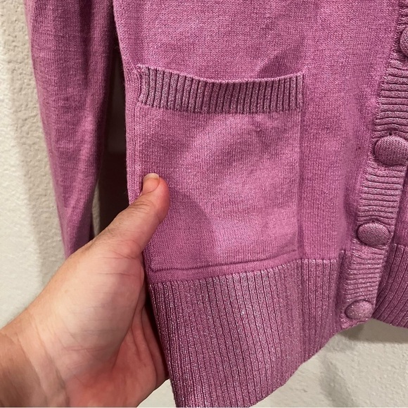 Jack: BB Dakota purple with sparkle accent button front cardigan size xsmall - Picture 7 of 8